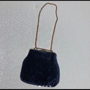 Vintage blue velvet shoulder bag